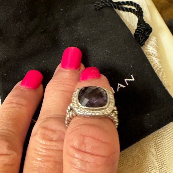 David Yurman 11mm Albion Amethyst and Diamond ring. - Picture 7 of 13
